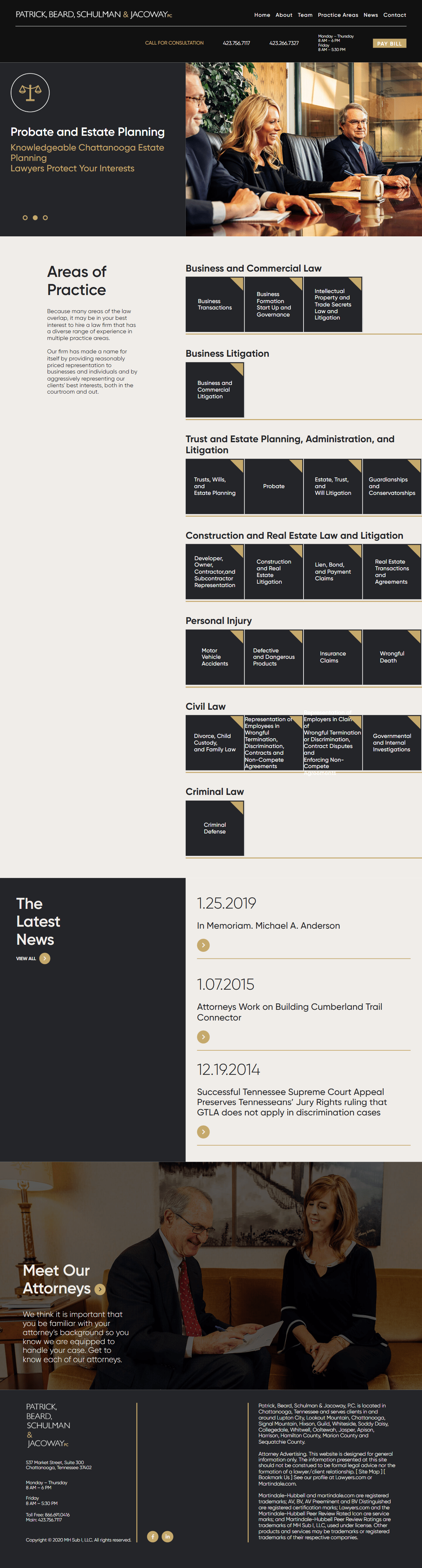 Wordpress Project - Patrick, Beard, Schulman & Jacoway, PC - Chattanooga, TN Law Firm